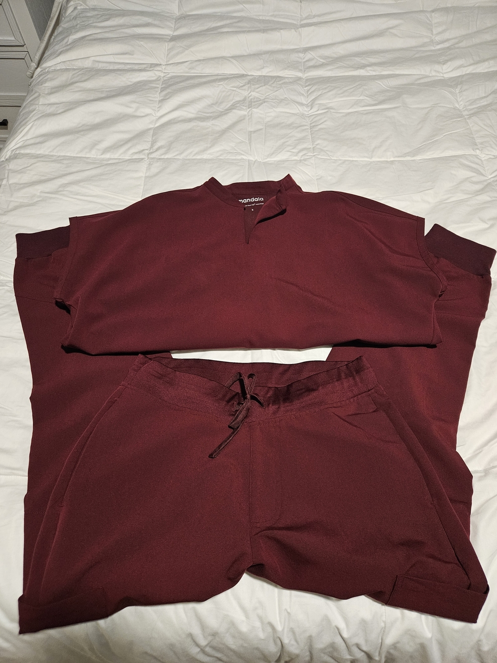 Mandala Wine Colored Scrub Set Size S